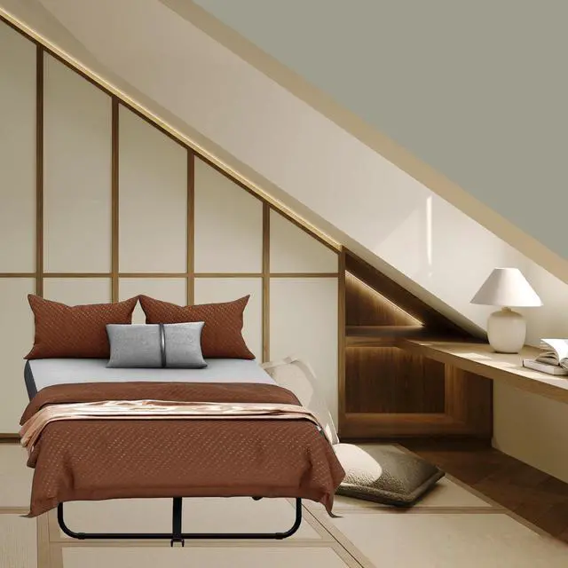 Alt view image 2 of 6 - 75X46 Folding Bed with Mattress Twin XL 5" Memory Foam for Adults Rollaway Portable Foldable Guest Student Extra Bed with Side Pocket, Sturdy Metal Slats Frame on Wheels Fold Up Space-Saving