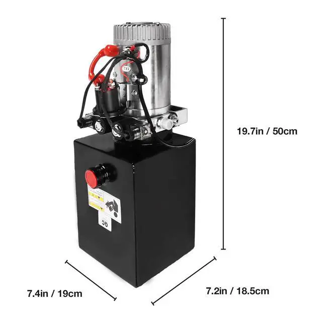 Alt view image 6 of 6 - Hydraulic Pump 8 Quart 2 Gallon Hydraulic Power Unit Double Acting Metal Reservoir Dump Trailer Pump 12V DC Hydraulic Power Pump for Dump Trailer Car Lifting Forklifts Lifting Platforms
