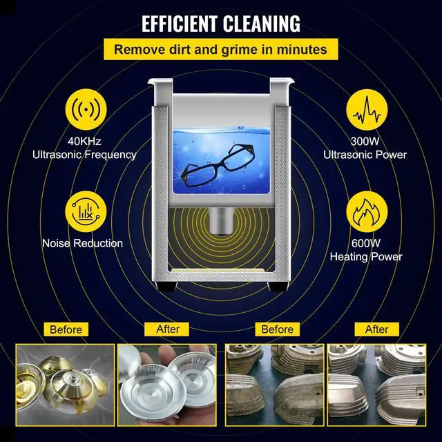 Alt view image 3 of 6 - 15L Upgraded Ultrasonic Cleaner (600W Heater,360W Ultrasonic) Professional Digital Lab Ultrasonic Parts Cleaner with Heater Timer for Glass Dental Instruments Cleaning