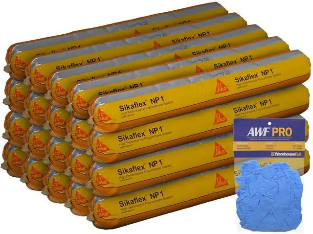 Main image of Sikaflex NP1 with Gloves - Stone 20oz Polyurethane Sealant Non Sag, Flexible, Elastomeric Acoustic Sealant, Pack of 20