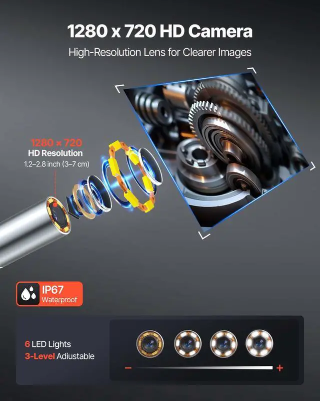 Alt view image 4 of 6 - 4-Way Articulating Endoscope with Light, 1080P HD Industrial Borescope Inspection Camera with 0.15-inch Ultra Slim Articulated Probe, Flexible Snake Scope Cam for Wall Automotive Inspect-4.9FT