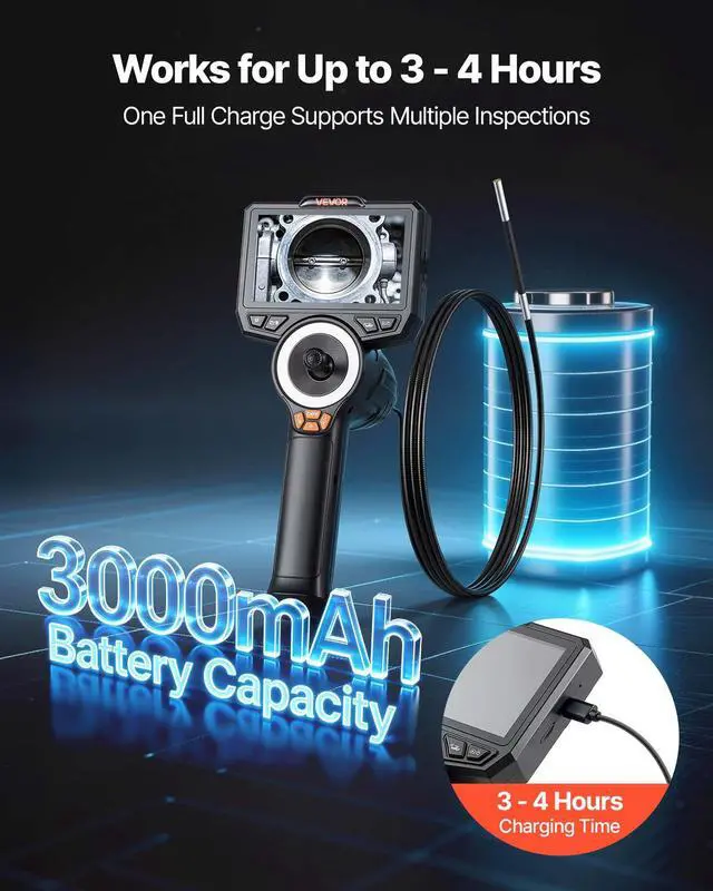 Alt view image 5 of 6 - 4-Way Articulating Endoscope with Light, 1080P HD Industrial Borescope Inspection Camera with 0.15-inch Ultra Slim Articulated Probe, Flexible Snake Scope Cam for Wall Automotive Inspect-4.9FT