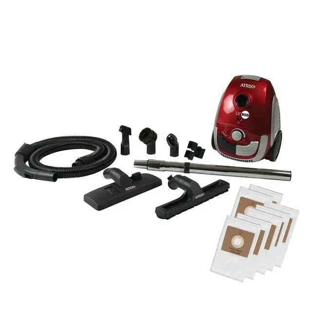 Main image of Red Lil Portable Canister Vacuum Cleaner Premium Bundle with Extra Filters, Lightweight, 3-Stage HEPA Filtration, 2-Quart Bag, Variable Speed 1200W Motor, 16.5 Auto-Retract Cord & Tools