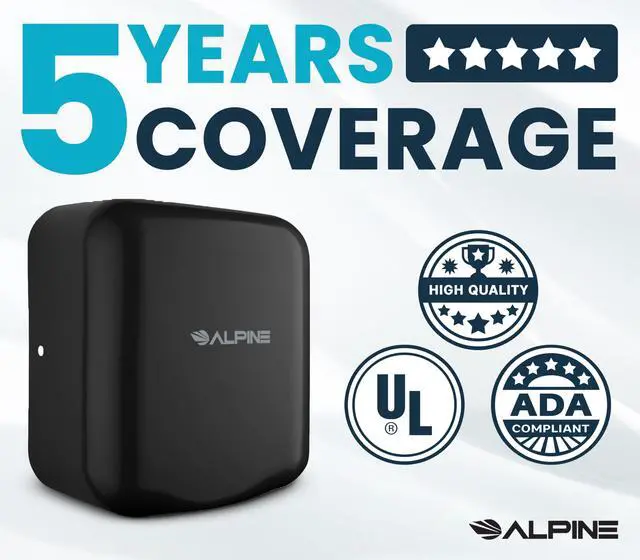 Alt view image 3 of 6 - Commercial Automatic Hand Dryer - High Speed Air Hand Dryer for Home, Restaurant, Bathroom, and High Traffic Areas. 1800 Watts / 110-120 Volts (Black)