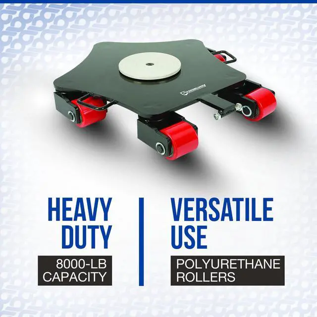 Alt view image 2 of 3 - Omni-Directional Machinery Mover with 360 Degree Rotation, 8800 Lb Capacity, 5 Polyurethane Rollers, 23.2 in. x 21.2 in. x 4.3 in., Thickened Steel Plate, for Shops, Warehouses and Factories
