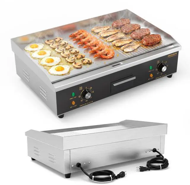Main image of 26" Electric Griddle, Electric Countertop Half Flat Top Griddle, 3200W Grill Stainless Steel with Adjustable Temperature Control 122°F-572°F for Commercial Home Restaurant, Plug