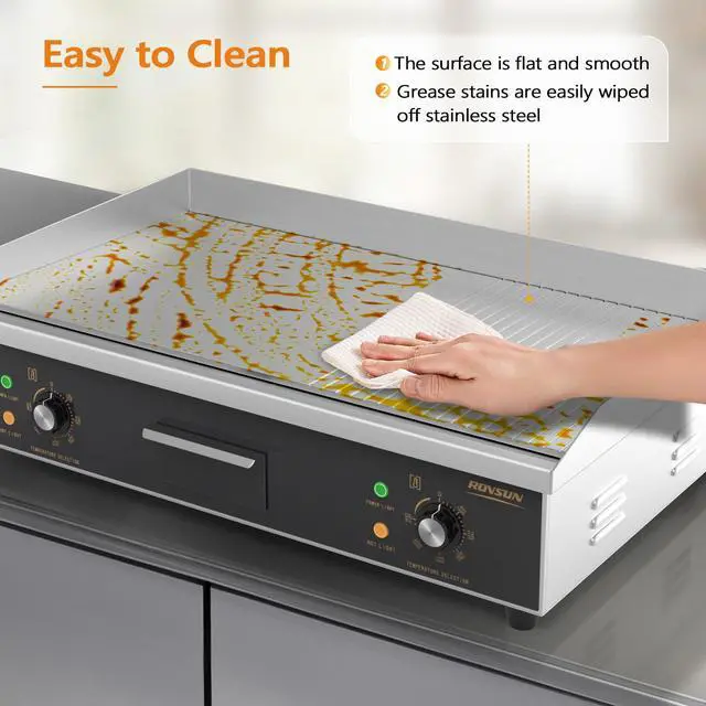 Alt view image 6 of 6 - 26" Electric Griddle, Electric Countertop Half Flat Top Griddle, 3200W Grill Stainless Steel with Adjustable Temperature Control 122°F-572°F for Commercial Home Restaurant, Plug