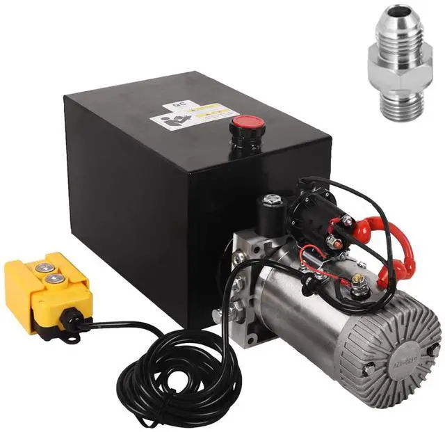 Main image of 13 Quart Hydraulic Power Unit DC 12V Single Acting Metal Reservoir Dump Trailer Pump w/Remote Control for Dump Trailer Car Lifting