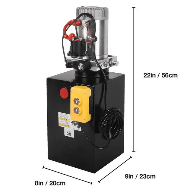Alt view image 6 of 6 - 13 Quart Hydraulic Power Unit DC 12V Single Acting Metal Reservoir Dump Trailer Pump w/Remote Control for Dump Trailer Car Lifting