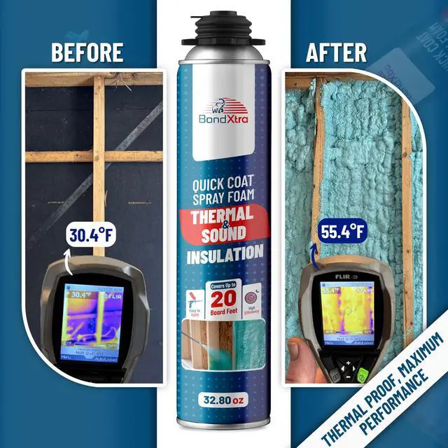 Alt view image 3 of 6 - Spray Foam Insulation Kit (18 x 32.80 oz/930 gr - 480 Board feet), Self-Expanding Adhesive Foam, Closed Cell Heat Insulation & Acustic Spray with Cleaner and Dispensing Gun - 18 Pack