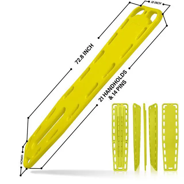 Alt view image 3 of 6 - First Responder EMT Backboard Spine Board Complete Emergency Kit with Head Immobilizer, Deluxe Trauma Bag, and Spider Straps, Ideal for EMS, Firefighters (Yellow)