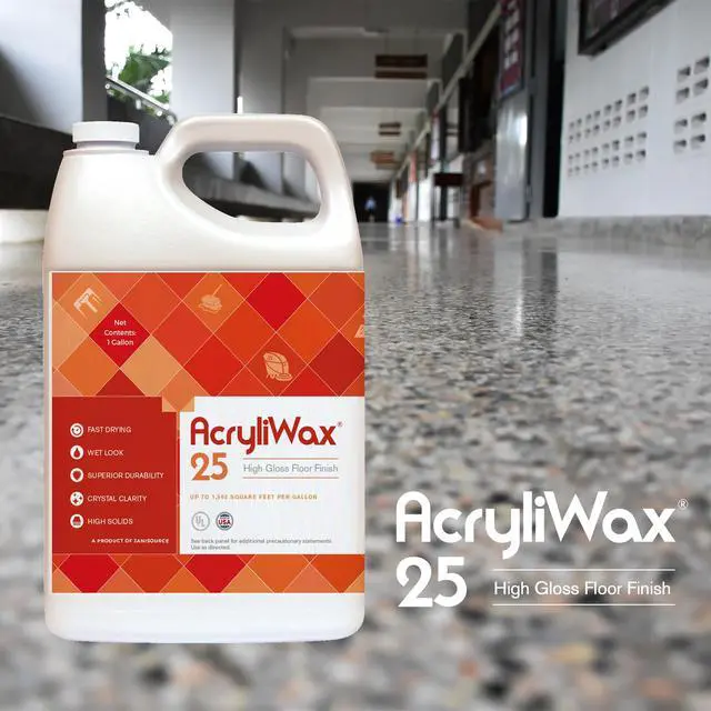 Alt view image 5 of 5 - Acryliwax 25 High Solids & High Gloss Commercial Floor Wax & Finish - Case of 4 Gallons