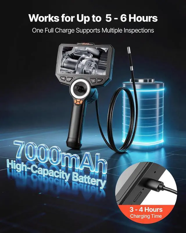 Alt view image 6 of 6 - 4-Way Articulating Borescope with Light, True 1080P HD Industrial Endoscope Inspection Camera with Articulated Probe, Flexible Snake Scope Cam for Wall Automotive Engine Inspect-4.9FT