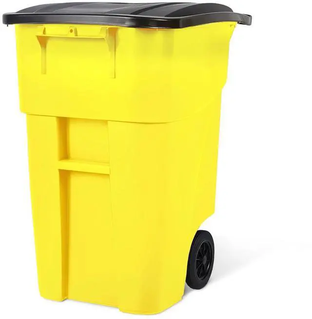 Main image of 50 Gallon Trash Can, Yellow Outdoor Garbage Can, Large Outside Trash Bin, Rolling Commercial Container Outdoor Trash Can with Lid and Wheels for Back of House, Office, Warehouse, Garage