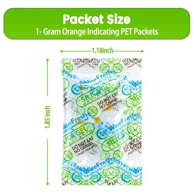 Alt view image 6 of 6 - Silica Gel Packs, 1 Gram Dessicant Packets, Color Indicating Silica Packets, Aihua Paper Moisture Absorbers for Food Storage, Food Grade Dehumidifiers (14000 Pack)