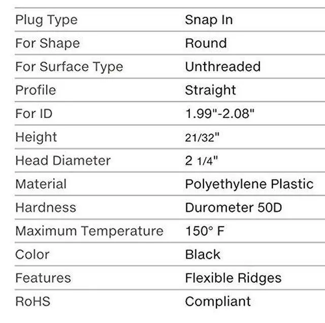 Alt view image 2 of 6 - 2-1/4" OD Round Plugs (10-14 Ga - Hole Size1.99 to 2.08" ID) 2.25 Inch OD End Caps | Office and Patio Furniture Finishing caps | Fitness Eqpt End Caps | Fencing Post Inserts | by SBD (250)
