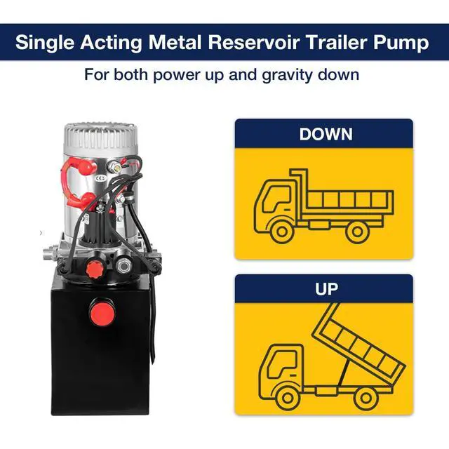 Alt view image 4 of 6 - Hydraulic Power Unit, Single Acting Dump Trailer Pump 4 Quart Hydraulic Pump Metal Reservoir 3200 PSI 12V DC Hydraulic Power Pump for Dump Trailer Car Lifting Platforms