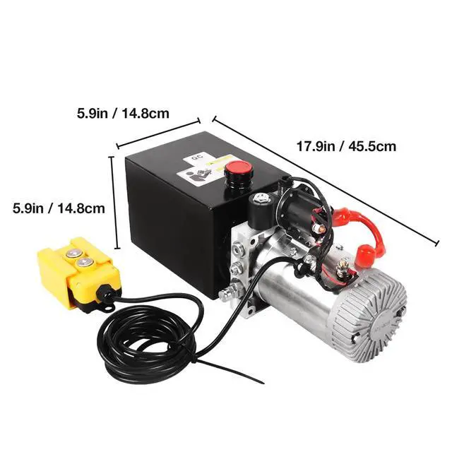 Alt view image 5 of 6 - Hydraulic Power Unit, Single Acting Dump Trailer Pump 4 Quart Hydraulic Pump Metal Reservoir 3200 PSI 12V DC Hydraulic Power Pump for Dump Trailer Car Lifting Platforms