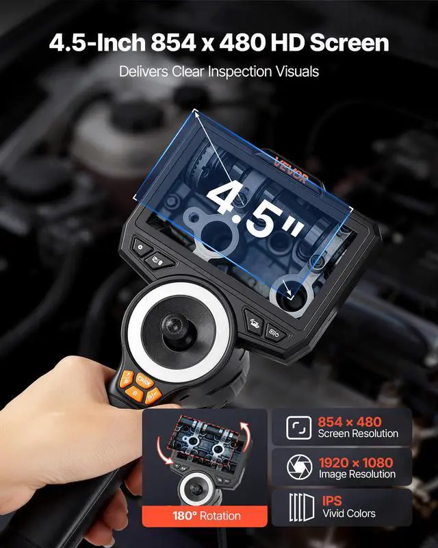 Alt view image 4 of 6 - 4-Way Articulating Endoscope with Light, True 1080P HD Industrial Borescope Inspection Camera, 0.24-inch Slim Articulated Probe, Flexible Snake Scope Cam for Wall Automotive Engine Inspect-4.9FT