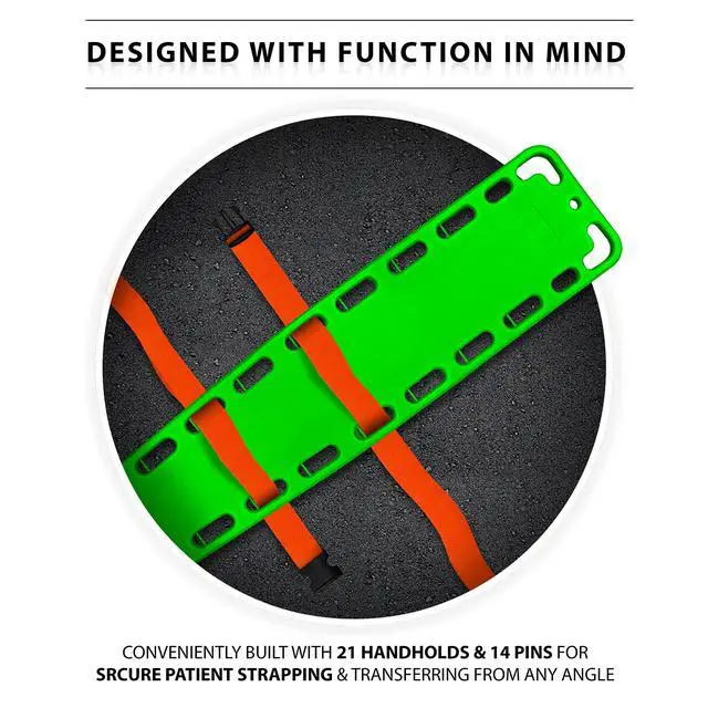 Alt view image 6 of 6 - Spine Board Stretcher Backboard for Patient - EMT Backboard Immobilization Portable Patient Transport Rescue Lightweight PE Plastics Ambulance Stretcher Gurney, Green