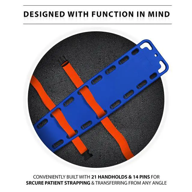Alt view image 6 of 6 - Spine Board Stretcher Backboard for Patient - EMT Backboard Immobilization Portable Patient Transport Rescue Lightweight PE Plastics Ambulance Stretcher Gurney, Blue
