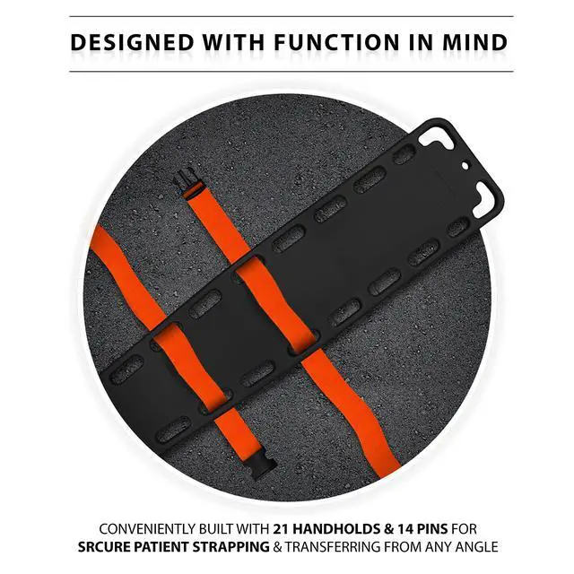 Alt view image 6 of 6 - Spine Board Stretcher Backboard for Patient - EMT Backboard Immobilization Portable Patient Transport Rescue Lightweight PE Plastics Ambulance Stretcher Gurney, Black