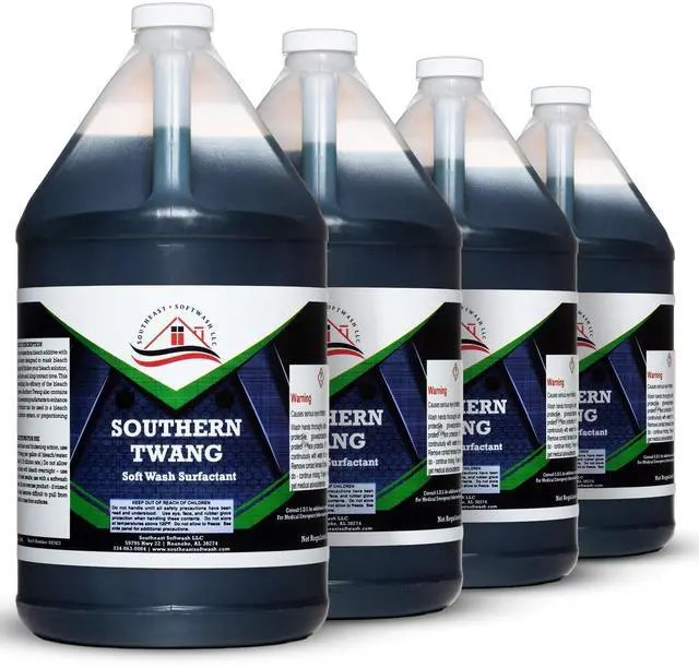 Main image of Southern Twang - Professional Exterior House Cleaner, Siding Cleaner & Roof Wash Surfactant for Pressure Washing & Soft Wash Applications | Crisp Apple Scent, 1 Gallon (4 Pack)