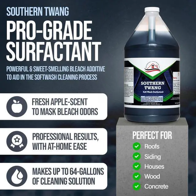 Alt view image 2 of 6 - Southern Twang - Professional Exterior House Cleaner, Siding Cleaner & Roof Wash Surfactant for Pressure Washing & Soft Wash Applications | Crisp Apple Scent, 1 Gallon (4 Pack)