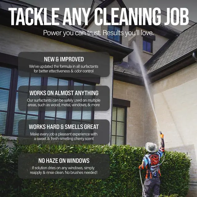 Alt view image 5 of 6 - Southern Slang - Professional Exterior House Cleaner, Siding Cleaner & Roof Wash Surfactant for Pressure Washing & Soft Wash Applications | Classic Cherry Scent, 1 Gallon (4 Pack)