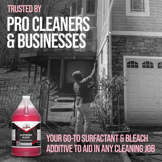 Alt view image 6 of 6 - Southern Slang - Professional Exterior House Cleaner, Siding Cleaner & Roof Wash Surfactant for Pressure Washing & Soft Wash Applications | Classic Cherry Scent, 1 Gallon (4 Pack)