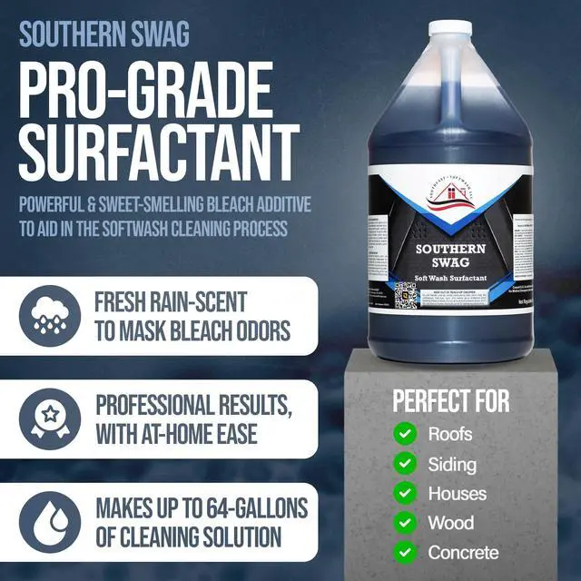 Alt view image 2 of 6 - Southern Swag - Professional Exterior House Cleaner, Siding Cleaner & Roof Wash Surfactant for Pressure Washing & Soft Wash Applications | Fresh Rain Scent, 1 Gallon (4 Pack)