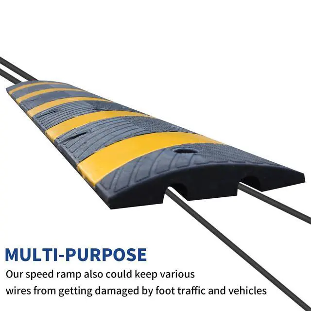 Alt view image 6 of 6 - Rubber Speed Bumps for Driveway, 2 Pack 72" Speed Bump 2" High Heavy Duty Speed Humps for Road & Parking Lot, Portable Speed Bump with Reflectors, Bolts & Cable Channel (2PACK 72 in)