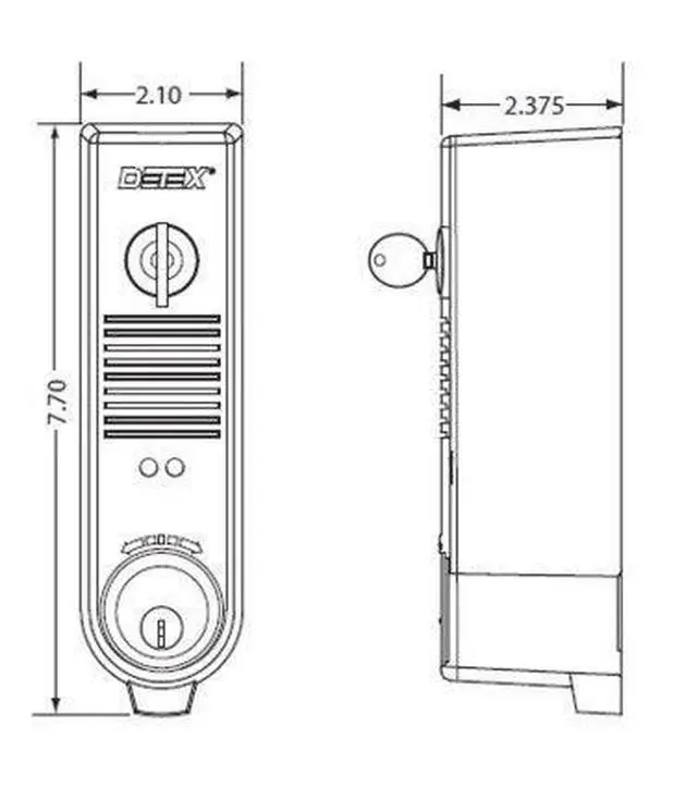 Alt view image 4 of 4 - EAX-500 Grey Surface Mounted Exit Alarm Piezo Horn Battery Powered Door or Wall Mount Exit Alarm, 2.10" W x 2.375" D x 7.70" L