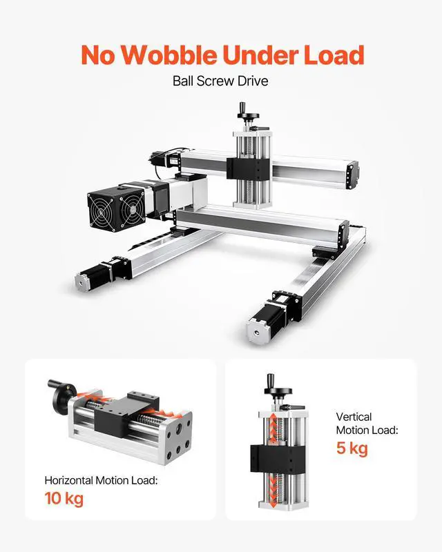Alt view image 5 of 6 - Linear Stage Actuator, 100 mm Effective Stroke, Ball Screw CNC Linear Motion Guide Rail, Double Optical Axis, C7 High-Precision, Bearing Slide Block, Manual Handwheel, for CNC Router X Y Z Axis