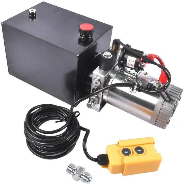 Main image of 12V Hydraulic Pump for Dump Trailers, 8 Quart Single Acting Hydraulic Power Unit, 3200 PSI Max, 0.91 GPM, with SAE 6 Ports for Car Lifting & Hydraulic Systems