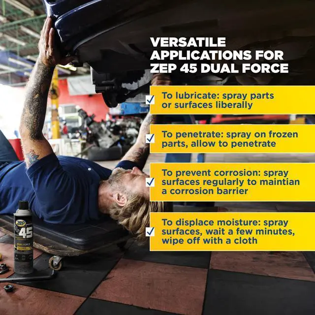 Alt view image 4 of 6 - 45 Dual Force Multi-Purpose Lubricant and Penetrant Aerosol - 14 oz (Case of 12) - 374301 - Professional Formula Dual Purpose, Low Odor, Optimal Lubrication, Reduces Friction and Wear