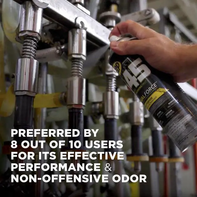 Alt view image 6 of 6 - 45 Dual Force Multi-Purpose Lubricant and Penetrant Aerosol - 14 oz (Case of 12) - 374301 - Professional Formula Dual Purpose, Low Odor, Optimal Lubrication, Reduces Friction and Wear
