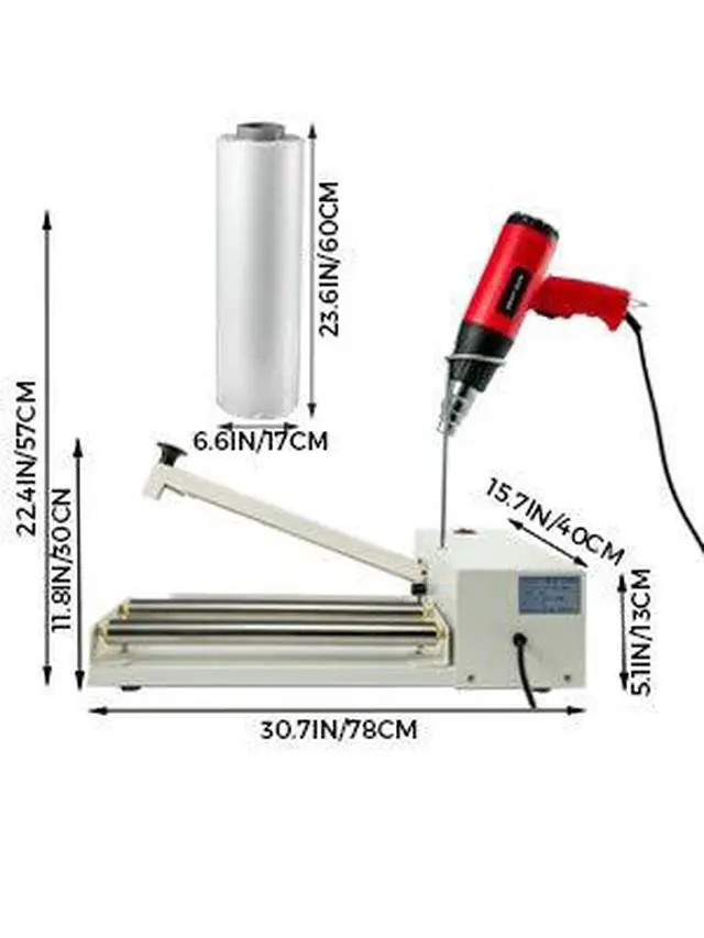 Alt view image 2 of 6 - 24" I-Bar Shrink Wrap Machine, 800W Shrink Wrap Sealer with Heat Gun, Shrink Film Shrink Wrap Sealer Compatible with PVC POF Film