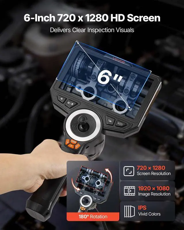 Alt view image 3 of 6 - 4-Way Articulating Borescope with Light, True 1080P HD Industrial Endoscope Inspection Camera with Articulated Probe, Flexible Snake Scope Cam for Wall Automotive Engine Inspect-4.9FT
