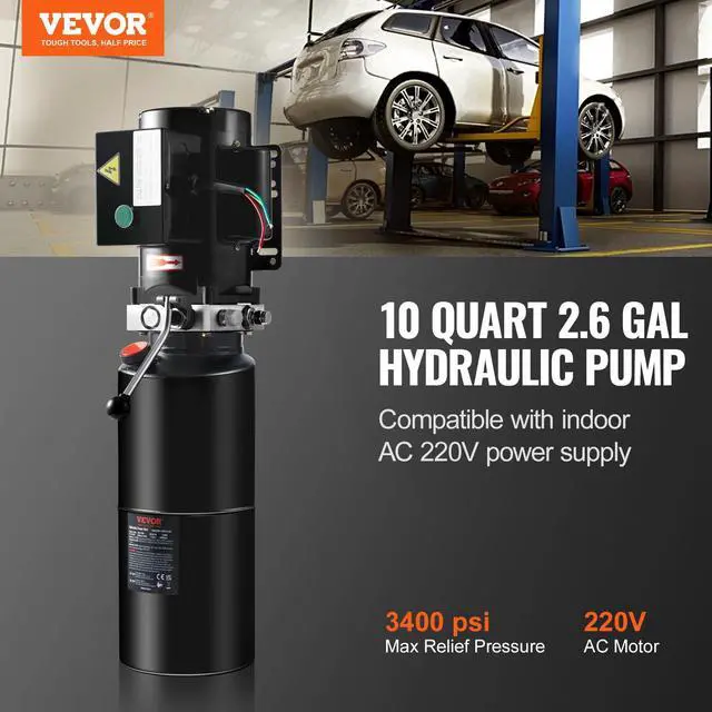 Alt view image 2 of 6 - Hydraulic Power Unit 220V 10 Quart Car Lift 3HP Hydraulic Pump Power Unit Car Lift Single Phase Hydraulic Pumps with 10L Steel Tank Car Lifts Hydraulic Power Unit for Auto Repair Single Phase