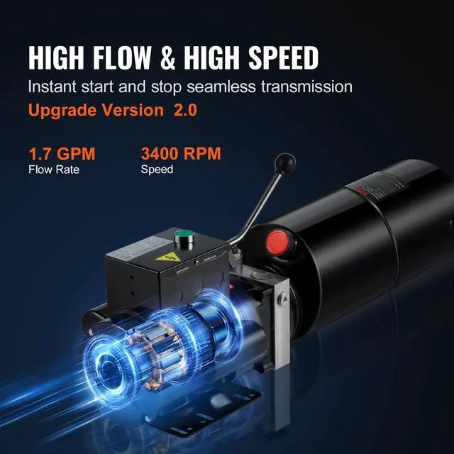 Alt view image 4 of 6 - Hydraulic Power Unit 220V 10 Quart Car Lift 3HP Hydraulic Pump Power Unit Car Lift Single Phase Hydraulic Pumps with 10L Steel Tank Car Lifts Hydraulic Power Unit for Auto Repair Single Phase