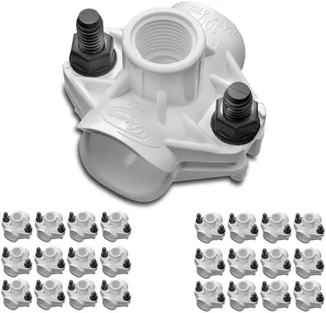Main image of Dawn Industries 100C, 1" Saddle Tee x 1/2 FPT, KwikSeal Plastic Saddles Poly, Made in USA (25)