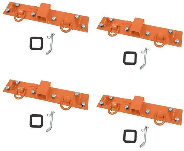 Main image of 4 Pack 5-1/2"x22" Orange Tractor Bucket Grab Hooks Bolt 2" Hitch Receiver for Deere 1025R 2320 2520 2720 2025R 2038R 3032E 4010 Tractor Bolt-on Plate w/D-Ring & Grab Hooks - 4,700 lbs