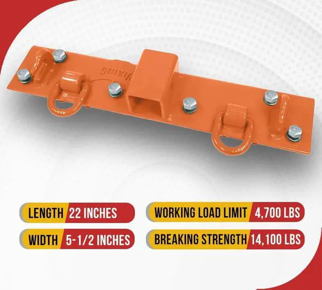 Alt view image 2 of 6 - 4 Pack 5-1/2"x22" Orange Tractor Bucket Grab Hooks Bolt 2" Hitch Receiver for Deere 1025R 2320 2520 2720 2025R 2038R 3032E 4010 Tractor Bolt-on Plate w/D-Ring & Grab Hooks - 4,700 lbs