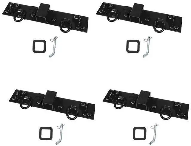 Main image of 4 Pack 5-1/2"x22" Black Tractor Bucket Grab Hooks Bolt 2" Hitch Receiver for Deere 1025R 2320 2520 2025R 2032R 2038R 3032E 4010 Tractor Bolt-on Plate w/D-Ring & Grab Hooks - 4,700 lbs