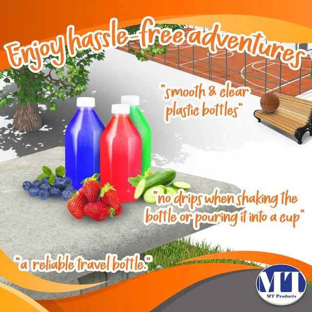 Alt view image 4 of 6 - 1 Quart Empty Clear PET Plastic Juice Bottle for Juicing with Tamper Evident Caps - Case of 96 Plastic Bottles with Caps - Made in USA