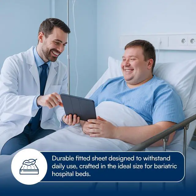 Alt view image 3 of 6 - Bariatric Jersey Knit Fitted Sheets, 48"x86"x14" 12 Pack Soft Cotton Blend Hospital Bed Sheets for Nursing Homes, Assisted Living & Healthcare Use White