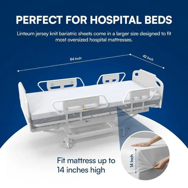 Alt view image 4 of 6 - Bariatric Jersey Knit Fitted Sheets, 48"x86"x14" 12 Pack Soft Cotton Blend Hospital Bed Sheets for Nursing Homes, Assisted Living & Healthcare Use White
