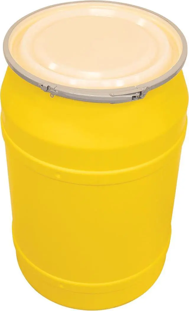 Alt view image 4 of 6 - 55-Gallon Open Head Water Storage Barrel, BPA Free, Emergency Water Supply - Eco Friendly - Lever-Lock Lid - Made in USA (Yellow)