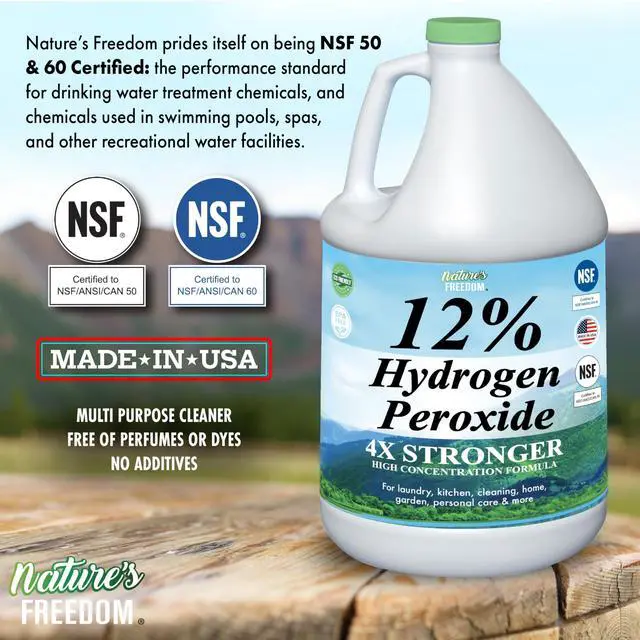 Alt view image 2 of 6 - 12% Hydrogen Peroxide, Food Grade H2O2 and Purified Water Only, 8 Gallons